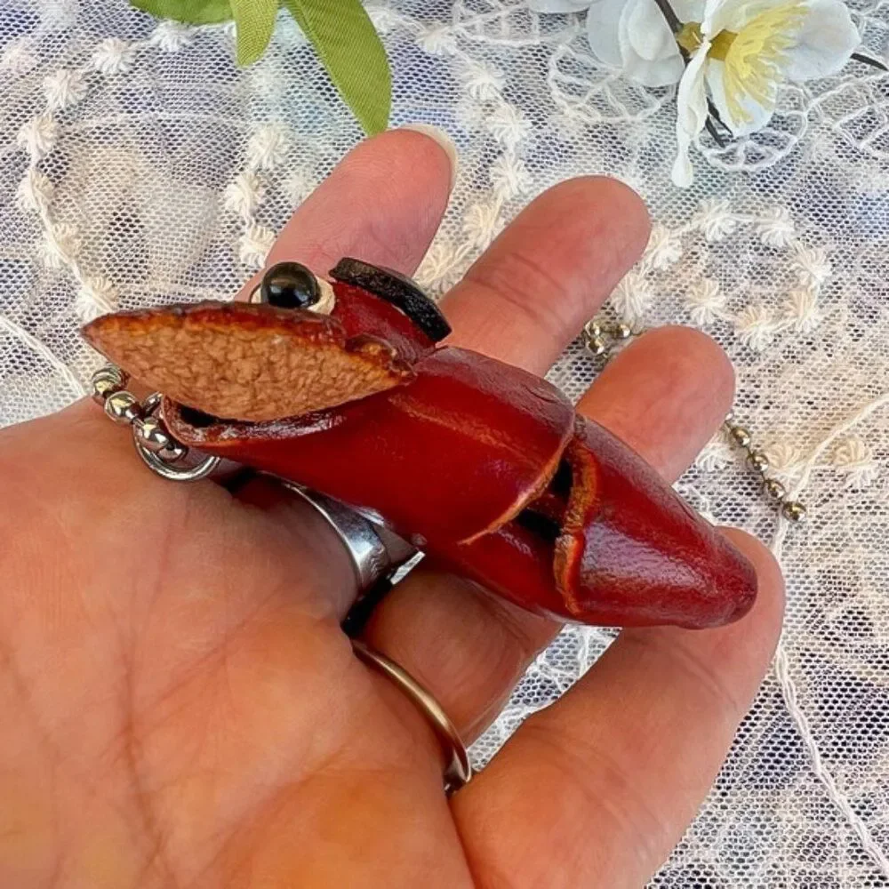 Handmade Red Koala Bear Leather Purse Charm Keychain
